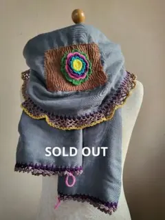 【SOLD OUT】薄墨色ダブルガーゼ縁取レースストールボレロ日除け2way仕様