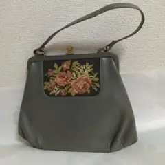 アンティーク　刺繍　がま口バッグ