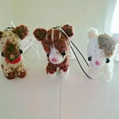 猫用品   あみぐるみ3点セット  ハンドメイド