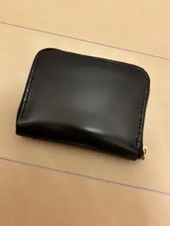 コードバン ブラック コンパクト財布 ウォレット 本革 ラウンドジップ 黒YKK