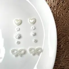 ⑩耳ツボジュエリー　ホワイトリボン　10個セット