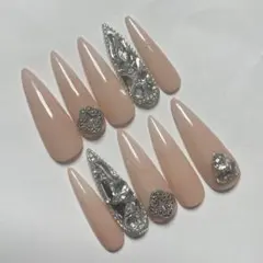 ネイルチップ 清楚 ベイビーブーマー 埋めつくし ギャル ロングネイル キラキラ