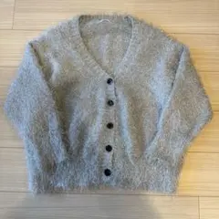 LOWRYS FARM ラメシャギーカーディガン ロング グレーシルバー