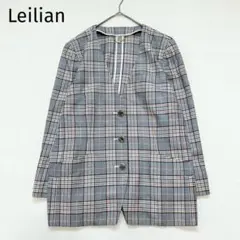 美品 Leilian レリアン シャツ ノーカラーチュニック カーキ系 9 