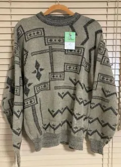 Renaissance 幾何学模様 韓国製 ブラウンニットセーター L