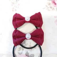 レースリボン　ミニリボン　2個1セット　キッズリボン　ヘアゴム　入園式　卒園式