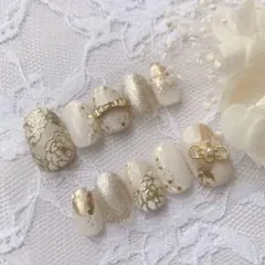 ［現品] ネイルチップ 振袖 和装 成人式 結婚式 前撮りno.167 白系