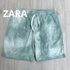 ZARA タイダイ柄 スウェットハーフパンツ XL ミントグリーン コットン 夏のサムネイル