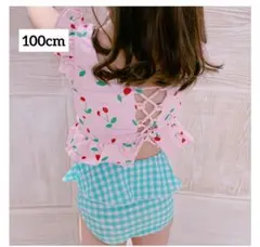 キッズセパレート水着 100cm さくらんぼ　ピンク　子供　スイムウェア　海