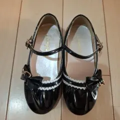 黒 リボン付き 卒園式　入園式　入学式　フォーマルシューズ 17cm 女の子