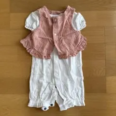 プティマイン　フリル付きベストとロンパースセット