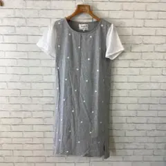 7.8 t667アーノルドパーマー ワンピース半袖 膝丈2刺繍 花柄 綿100%のサムネイル