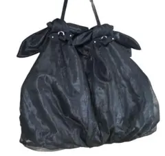 LANVIN en Bleu トートバッグ リボン ビジュー 黒