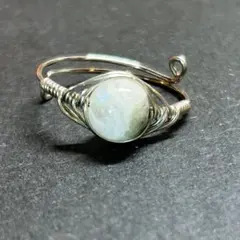 WR582FS 天然石 ワイヤーリング ブルートルマリンインムーンストーン