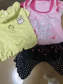 愛犬用！！可愛い！フリル付きイエロートップスXLサイズ＆レース付きサロペット