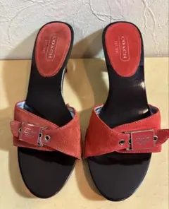 COACH オレンジスエード サンダル 約24.5㎝　箱付き