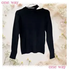 one way ニット 長袖 ブラック チョーカー風