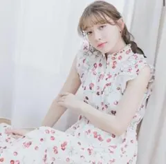 リリアンカラット バリエーションプリントティアードワンピース　チェリー　サイズ1