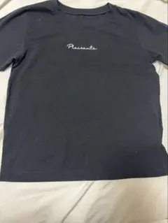 ブラック 半袖Tシャツ 刺繍入り