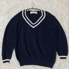 【美品】THE SHINZONE チルデンニット Vネック セーター 紺 Fのサムネイル
