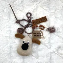 グルミット ぬいぐるみ じゃらじゃらキーホルダー バッグチャーム 革パーツ付