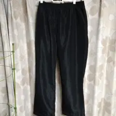 黒ストレートパンツ ゴムウエスト リブ裾