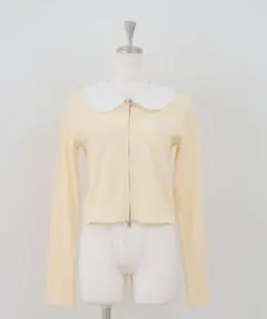 nice claup 襟付きリブジップアップトップスのサムネイル