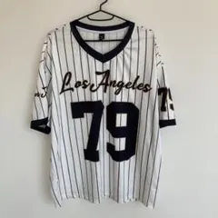 【ロサンゼルス 】79番 ベースボールTシャツ　Mサイズ　ストライプ