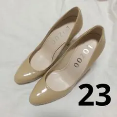 TOZOO トゥズー ベージュ ハイヒール パンプス エナメル ヒール9.5cm