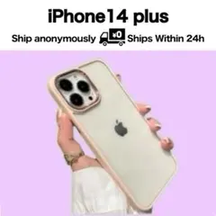 【iPhone14plus】スマホケース シンプル 透明 耐衝撃 韓国 ピンク