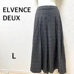 エルベンスドゥ　ワイドパンツ　イージー　グランチェック　ハイウエスト　グレー　L