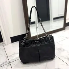 シャネル マトラッセ チェーントートバッグ 黒 A4可 コーティング