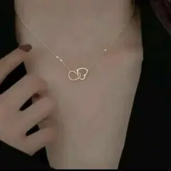 新品未使用♡レディースネックレス ダブルハート ゴールド♡