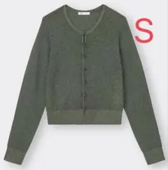 GUシアーラメショートカーディガン オリーブ