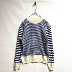 【BEAMS BOY】美品　青と白のストライプ ニットセーター　 長袖