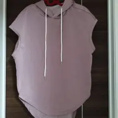 【本日最大値下げ中】L〜LL相当　カジュアル ピンク 半袖パーカー　袖無し