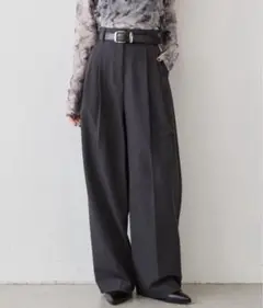 【USED】2タックベーシックワイドパンツ　Lui’s ルイス　グレー　フリー