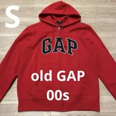 old Gap 00's y2k フロントロゴ　フルジップパーカー　赤　平成
