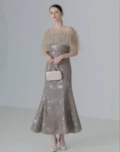 チュールフリルボレロペイントマーメイドワンピースドレス結婚式パーティー成人式