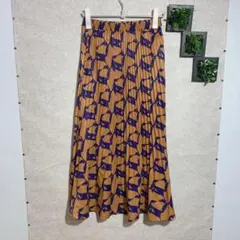 ノータデラマノシニストラメルローズ　ロングスカート　レトロ柄　ウエストゴム