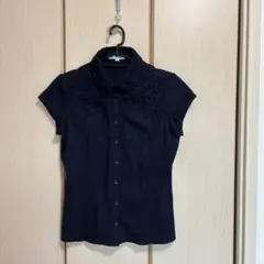 NARACAMICIE【ナラカミーチェ】 紺色　レース襟 半袖シャツ　ジャケット