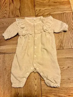 Cottoliストライプロンパース フリル付き