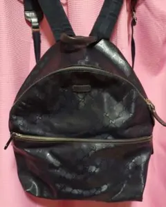 GUCCI　グッチ　シマレザー　 GGパターン バックパック 黒