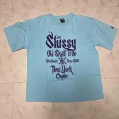 【希少】ステューシー Tシャツ XL 水色オールドスカル ニューヨークチャプター