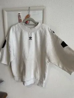 adidas 7分袖　スウェット トレーナー ライトグレー