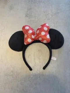 ミニーマウス カチューシャ 赤い水玉