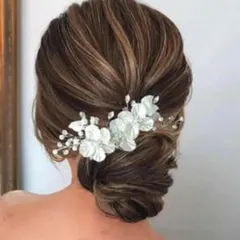 髪飾り 花 夏祭り　浴衣　ヘッドドレス 白　フォーマル 結婚式 ヘアピン　A