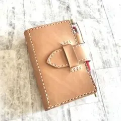 【ヌメ革】M５システム手帳　太めのベルト　ライトキャメル系　ハンドメイド