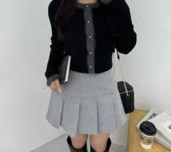 NICE CLAUP プリーツミニスカート グレー M