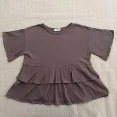 ペアマノン　フリル半袖Tシャツ　モカ　茶色　120cm